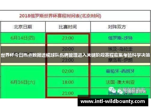世界杯今日热点数据透视球队伤病管理进入关键阶段赛程密集考验科学决策